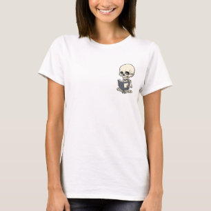 T-shirt Squelette de dessin animé mignon lisant un livre a