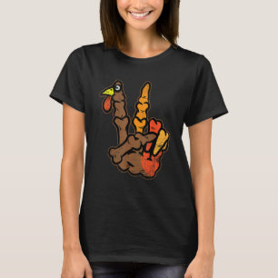 T-shirt Squelette de dinde Main Signe de paix Jour de l'Ac