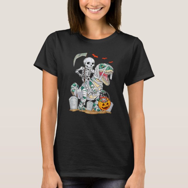 T-shirt Squelette de dinosaure effrayant Halloween   (Devant)