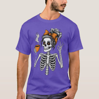 T-shirt Squelette de femme amateur de café Halloween Citro