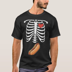 T-shirt Squelette de grossesse Hotdog Bosse du ventre Cage