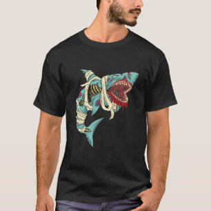 T-shirt Squelette de Halloween Requin Zombie Crâne Cage Th