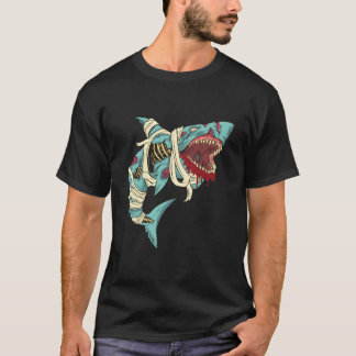T-shirt Squelette de Halloween Requin Zombie Crâne Cage Th