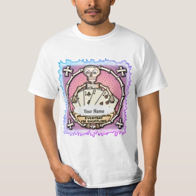 T-Shirt Squelette de Joueur de Poker (Devant)