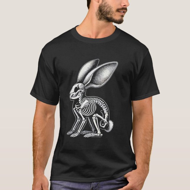 T-shirt Squelette de lapin os Joyeuse veille d'Halloween (Devant)