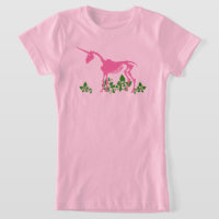 T-shirt Squelette de licorne rose