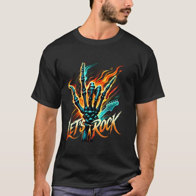 T-shirt Squelette de main graphique Rock And Roll Rockons  (Devant)