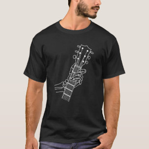 T-shirt Squelette de main jouant du rock acoustique à la g