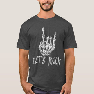 T-shirt Squelette de main Rock Roll Guitare Rock Cool Homm