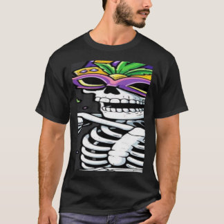 T-shirt Squelette de Mardi Gras buvant du café à La Nouvel
