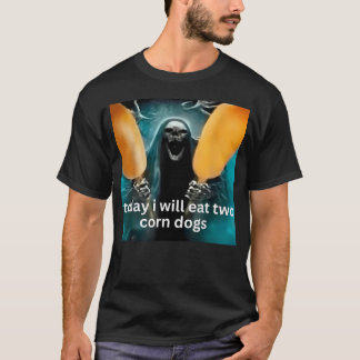 T-shirt Squelette de Mème de Deux Corn Dogs que Je Mangera