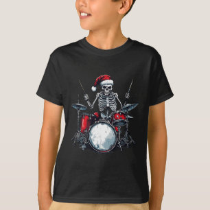 T-shirt Squelette de Noël jouant du tambour percussionnist