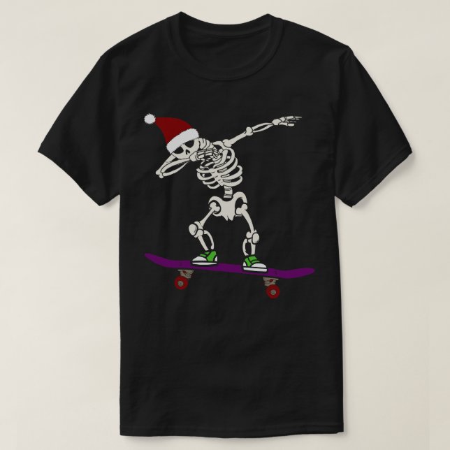 T-shirt squelette de patinage père Noël (Design devant)