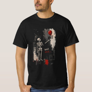 T-shirt Squelette de puits tenant un ballon gothique Hallo