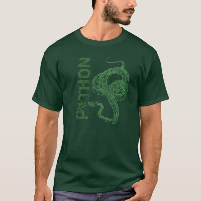 T-shirt Squelette de python, serpent enroulé prêt à (Devant)