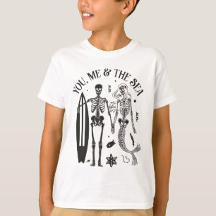 T-shirt Squelette de Sirène Couple de Surfeurs Vintage Île