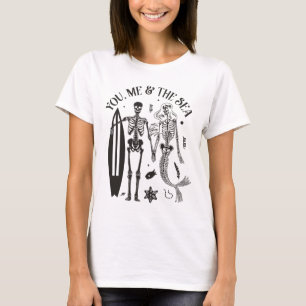 T-shirt Squelette de sirène couple surfant île vintage Bea