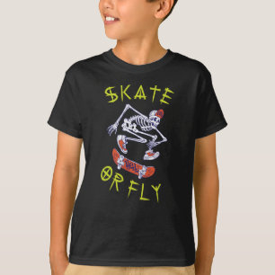 T-shirt Squelette de skateboard ou vol Skateur