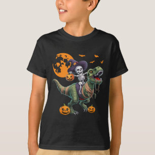 T-shirt Squelette de sorcière à cheval sur un dinosaure T