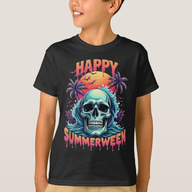T-shirt Squelette de Summerween heureux Été Pastèque Jack- (Devant)