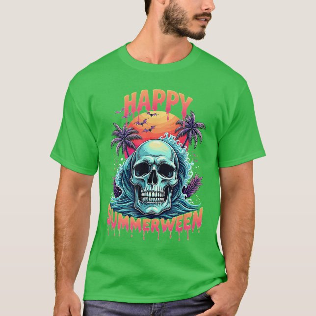 T-shirt Squelette de Summerween heureux Été Pastèque Jacko (Devant)