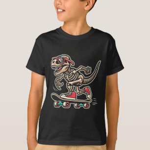 T-shirt Squelette de T-rex Rétro Dinosaure Skateboarding G