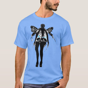 T-shirt Squelette déplaisant Fée Papillon ailesGoth y2k Ha