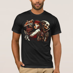 T-shirt squelette des femmes pirates rebot