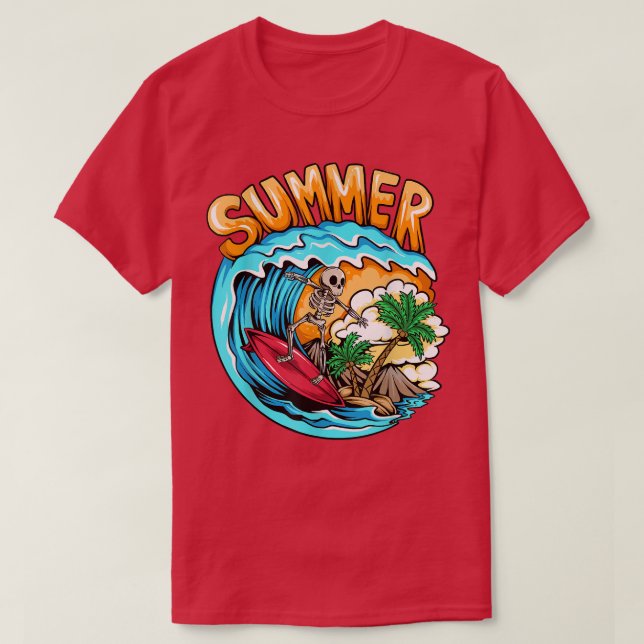 T-shirt Squelette d'été Surf Wave Plage Vacances d'été (Design devant)