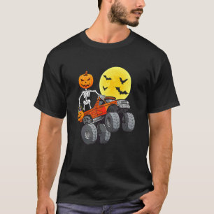 T-shirt Squelette d'Halloween conduisant un camion monstre