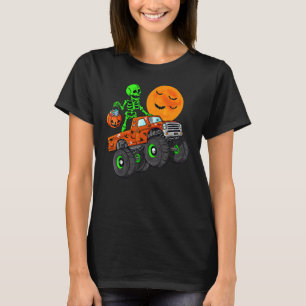 T-shirt Squelette d'Halloween conduisant un camion monstre