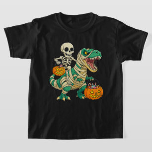 T-shirt Squelette d'Halloween dynamique et seau à bonbons