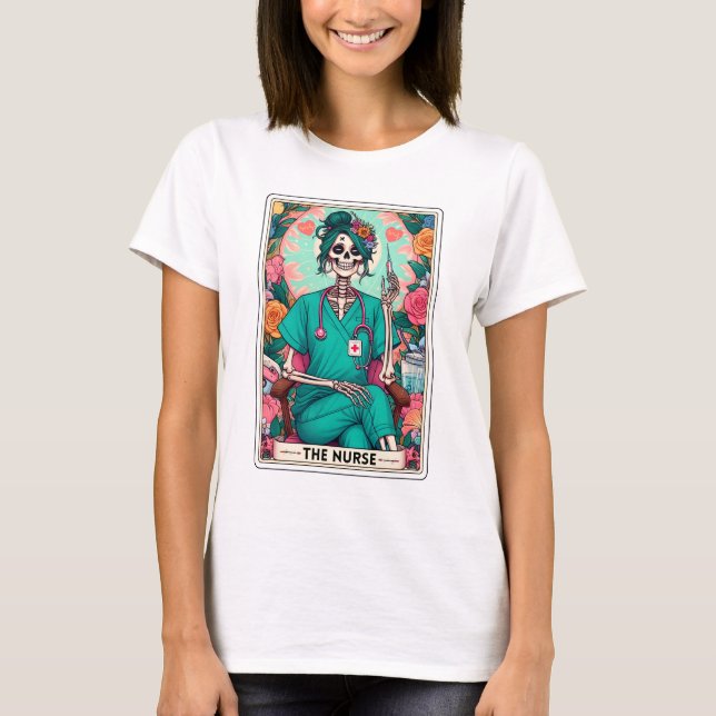 T-shirt Squelette d'infirmière drôle Tarot (Devant)