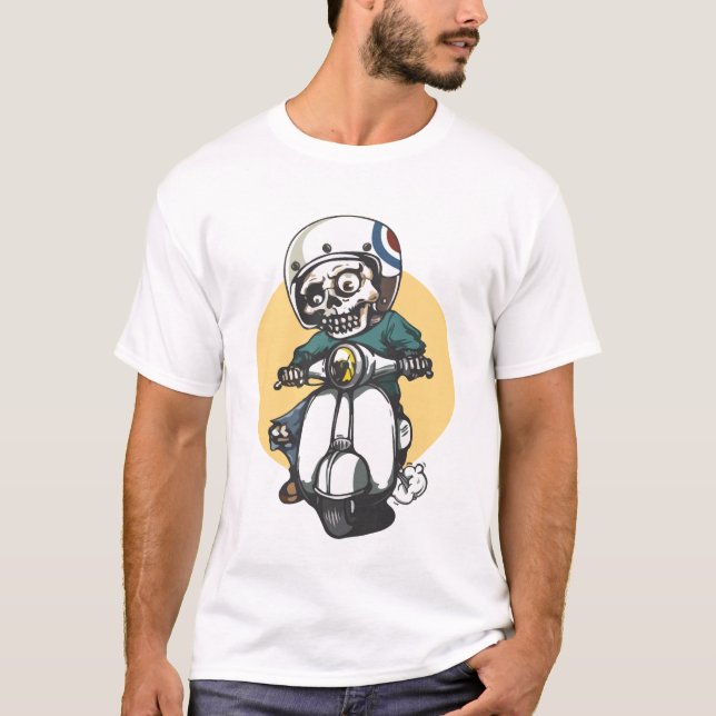 T-shirt Squelette drôle à vélo (Devant)