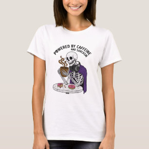T-shirt Squelette Drôle Alimenté par la Caféine et le Sa