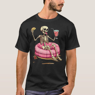 T-shirt Squelette Drôle Boisson Tropicale d'Été Squelette