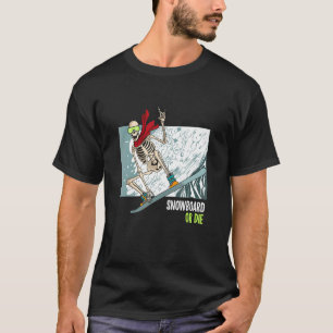 T-shirt squelette drôle snowboard pour les fans sports nei