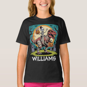 T-shirt Squelette effrayant et T-Rex momie Halloween Desig