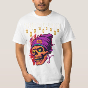 T-shirt Squelette effrayant visage - Halloween Arrière - p