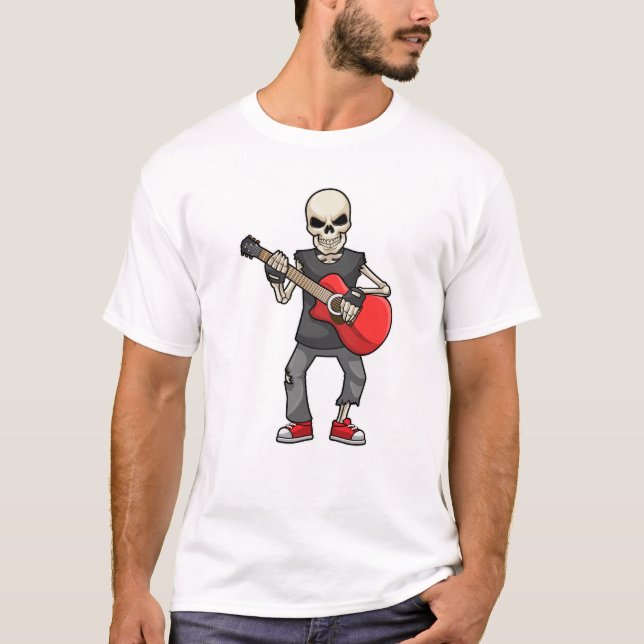 T-shirt Squelette en musique avec guitare (Devant)