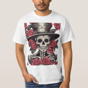 T-shirt Squelette en Rose : Jour de l'élégance morte