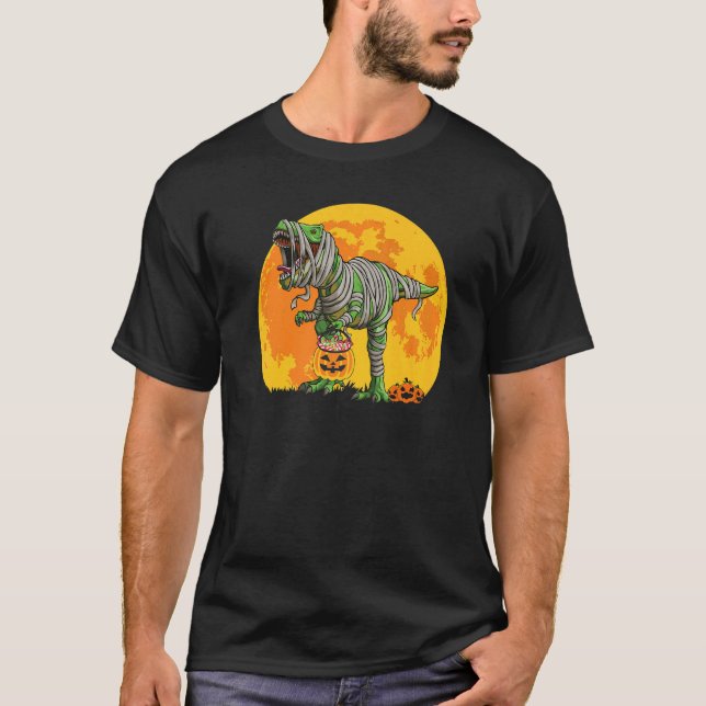 T-shirt Squelette équitation maman Dinosaure Rex Halloween (Devant)