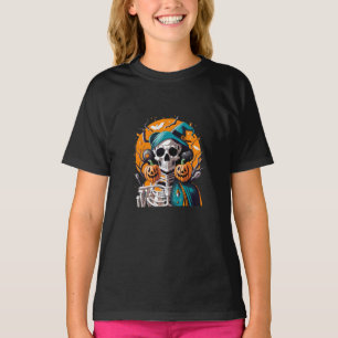 T-shirt Squelette et citrouille