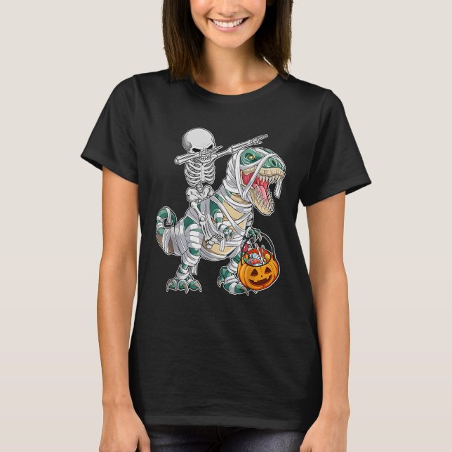 T-shirt Squelette faisant du cheval Danse Dab Dinosaure Tr (Devant)