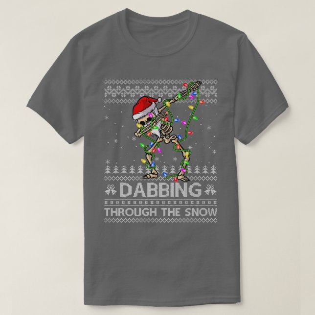 T-shirt Squelette faisant le dab à travers la neige Noël s (Design devant)