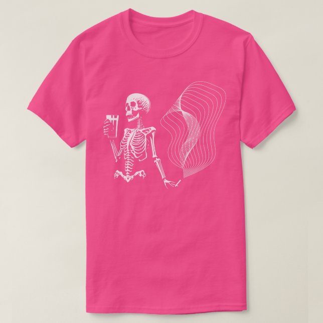T-shirt Squelette fumer et boire de la bière (Design devant)