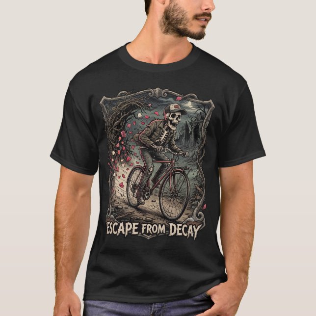 T-shirt Squelette gothique de bicyclette macabre (Devant)