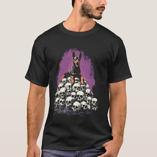 T-shirt Squelette gothique de doberman (Devant)