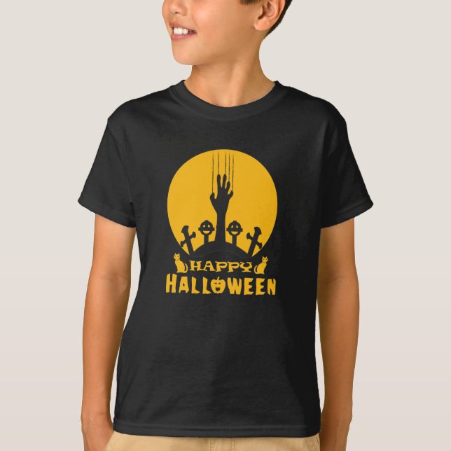 T-shirt Squelette Halloween Graveyard (Devant)