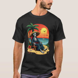 T-shirt Squelette Hawaïen De Palmier Sur La Plage Summerwe
